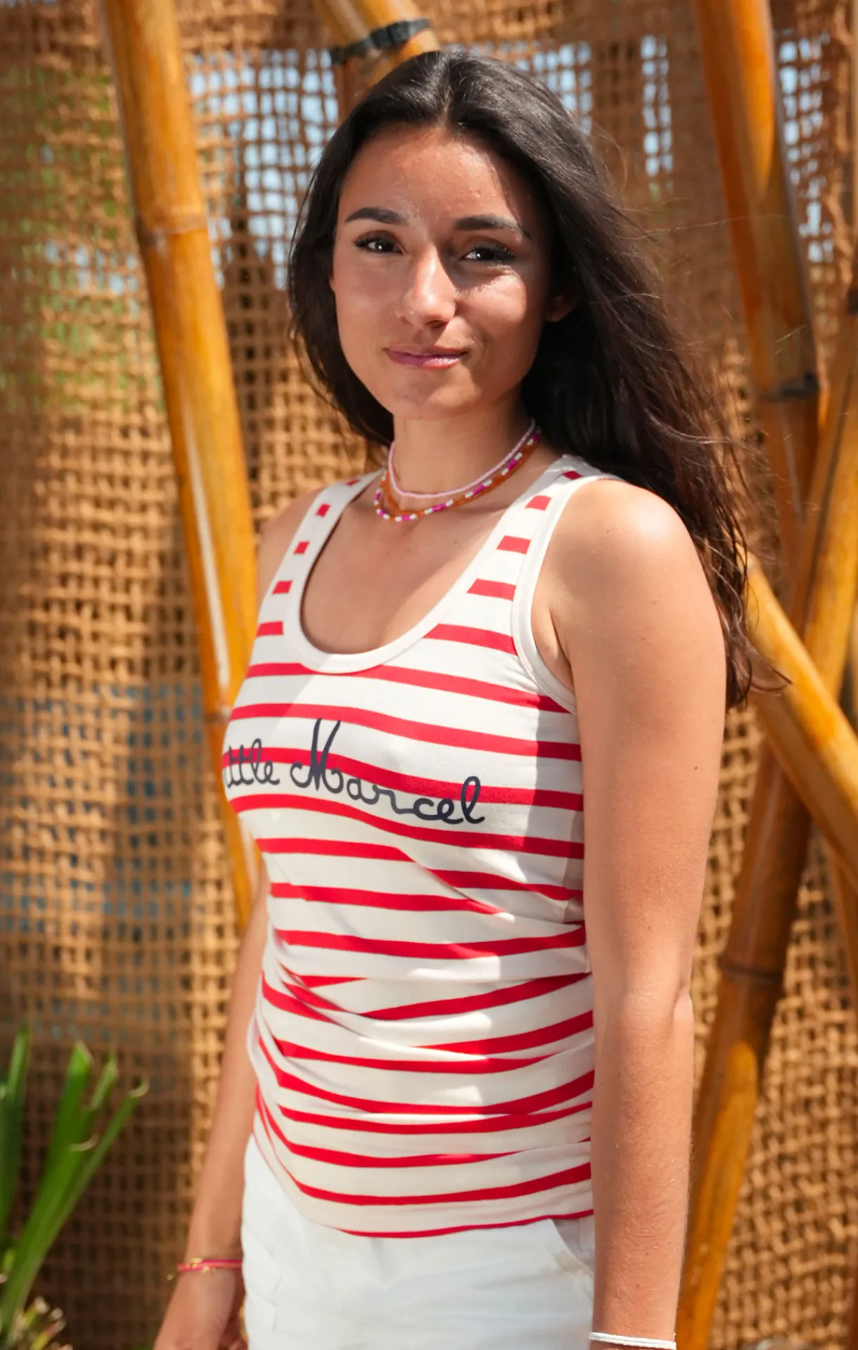 Femme LITTLE MARCEL Débardeur marin femme EPHEMERE ECRU ROUGE