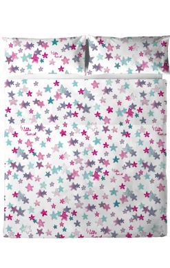 LITTLE MARCEL DRAP PLAT COTON ETOILES SB ROSE 210×270 cm