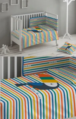 LITTLE MARCEL HOUSSE DE COUETTE COTON CRECHE 100X120 + 50X30 TUCAN MULTI