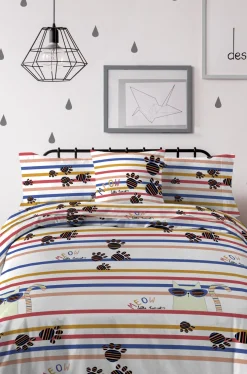 LITTLE MARCEL HOUSSE DE COUETTE COTON MEOW MULTI 140×200 cm