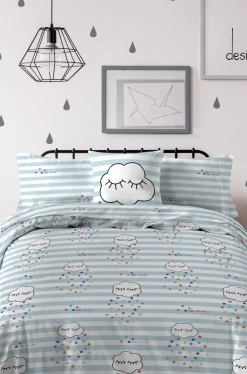 LITTLE MARCEL HOUSSE DE COUETTE COTON NUAGES BLEU 140×200 cm