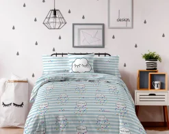 LITTLE MARCEL HOUSSE DE COUETTE COTON NUAGES BLEU 140×200 cm