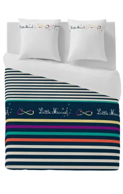 LITTLE MARCEL HOUSSE DE COUETTE COTON 200X200 cm MARIN MULTI