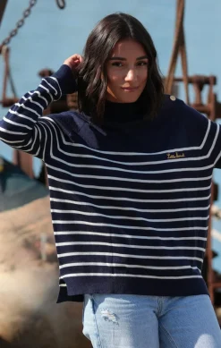 Femme LITTLE MARCEL Pull Manches Longues Femme PLUME MARINE ECRU