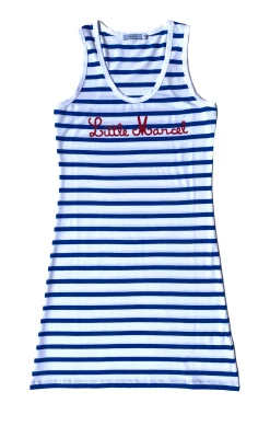 Femme LITTLE MARCEL Robe à Rayures femme EDEN BLANC BLEU