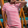 Femme LITTLE MARCEL Robe à Rayures femme JEMA ECRU ROUGE