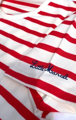 Femme LITTLE MARCEL Robe à Rayures femme JEMA ECRU ROUGE