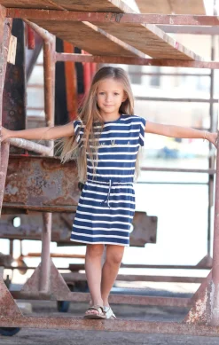 Enfant LITTLE MARCEL Robe Enfant ROCASTA BIS MARINE ECRU
