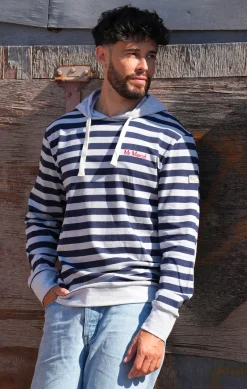 Homme LITTLE MARCEL Sweat à Capuche Homme PLATON GRIS CHINE MARINE