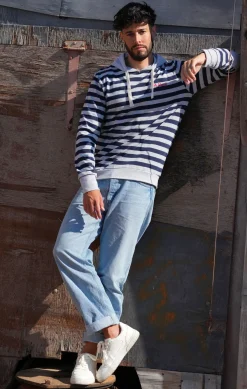 Homme LITTLE MARCEL Sweat à Capuche Homme PLATON GRIS CHINE MARINE