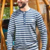 Homme LITTLE MARCEL Tee-shirt col tunisien Homme Mister Marcel TUNIS MARINE ECRU