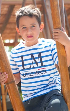 Enfant LITTLE MARCEL Tee-Shirt Manche Courtes Enfant Garçon TIPRINT BLANC BLEU