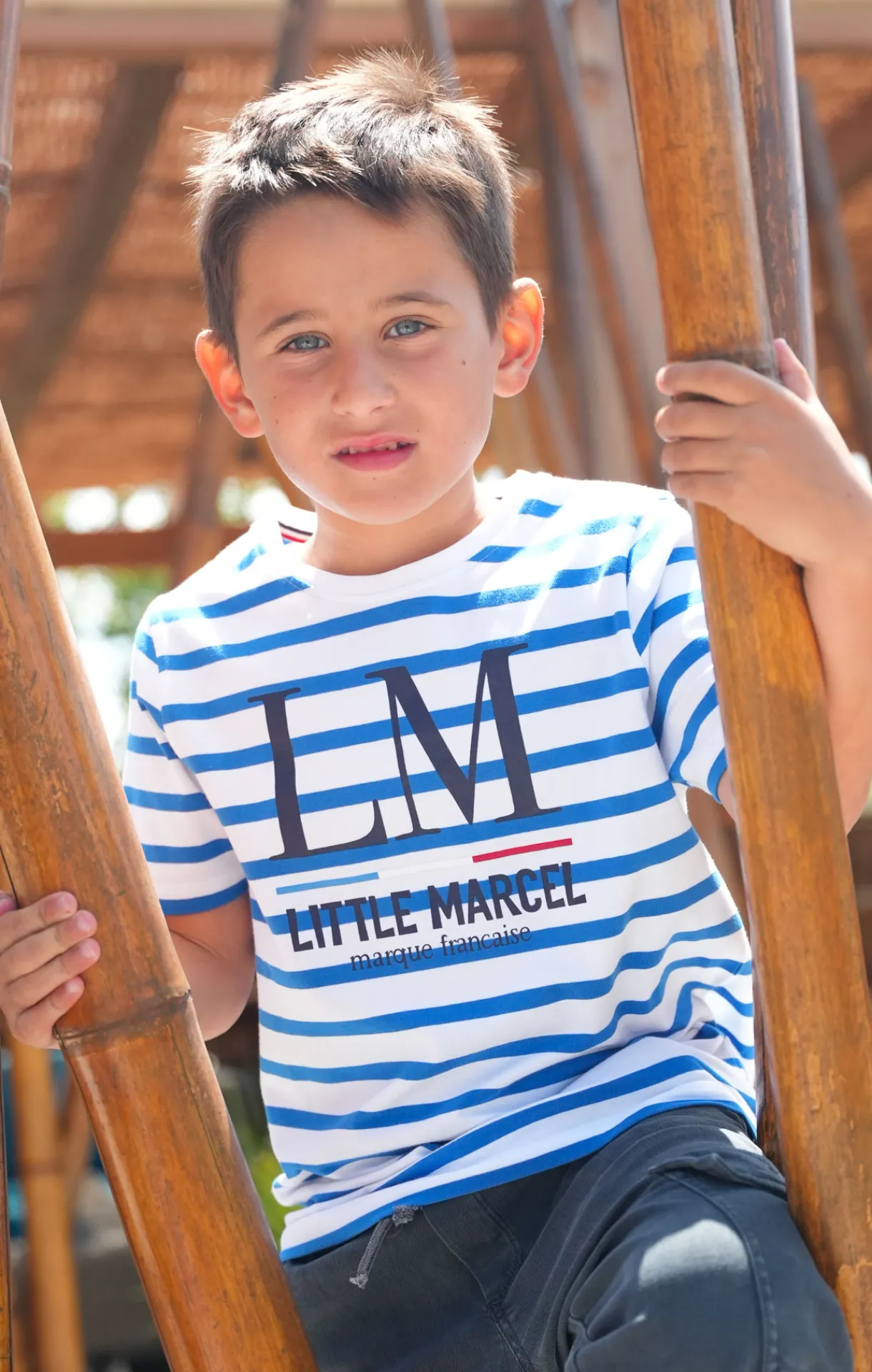 Enfant LITTLE MARCEL Tee-Shirt Manche Courtes Enfant Garçon TIPRINT BLANC BLEU