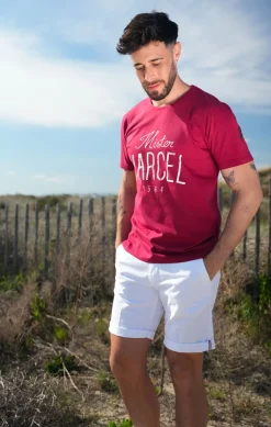 Homme LITTLE MARCEL Tee-shirt Manche Courtes homme Mister Marcel NATURAL ROUGE
