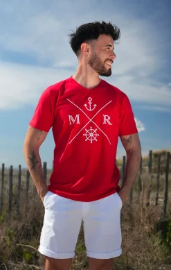 Homme LITTLE MARCEL Tee-shirt Manche Courtes homme Mister Marcel ANCHOR ROUGE