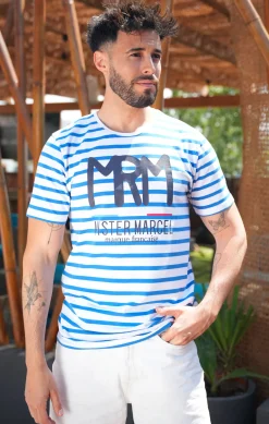 Homme LITTLE MARCEL Tee-shirt Manche Courtes homme Mister Marcel TIMARINIERS BLANC BLEU