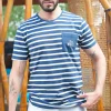 Homme LITTLE MARCEL Tee-shirt Manche Courtes homme Mister Marcel HALL MARINE ECRU