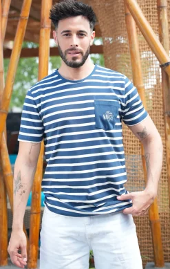 Homme LITTLE MARCEL Tee-shirt Manche Courtes homme Mister Marcel HALL MARINE ECRU
