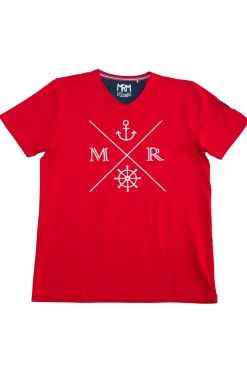 Homme LITTLE MARCEL Tee-shirt Manche Courtes homme Mister Marcel ANCHOR ROUGE