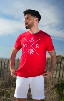 Homme LITTLE MARCEL Tee-shirt Manche Courtes homme Mister Marcel ANCHOR ROUGE