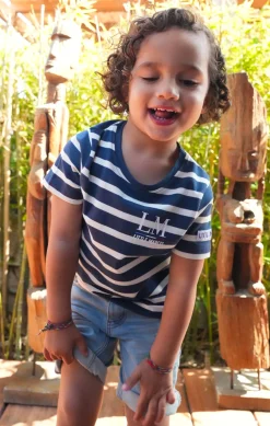 Enfant LITTLE MARCEL Tee-Shirt Manches Courtes Enfant Garçon TERLI MARINE ECRU
