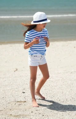 Enfant LITTLE MARCEL Tee-Shirt Manches Courtes Enfant Fille TORCADI BLANC BLEU