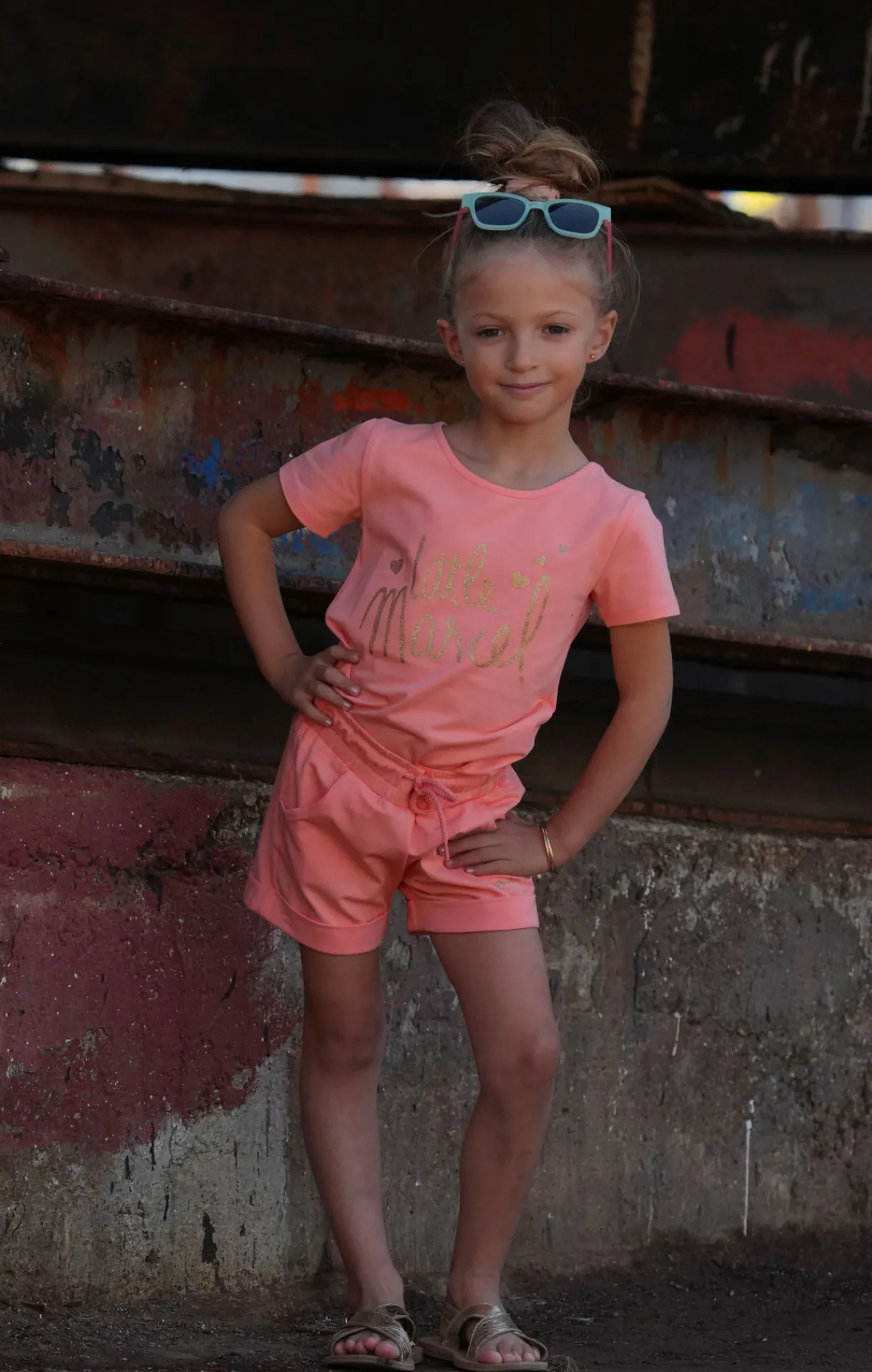 Enfant LITTLE MARCEL Tee-shirt Manches Coutes Enfant Fille TIHEART ROSE