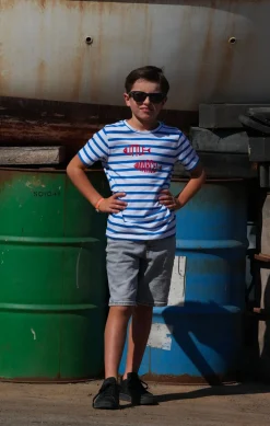 Enfant LITTLE MARCEL Tee-shirt Manches Coutes Enfant Garçon TIFISH BLANC BLEU
