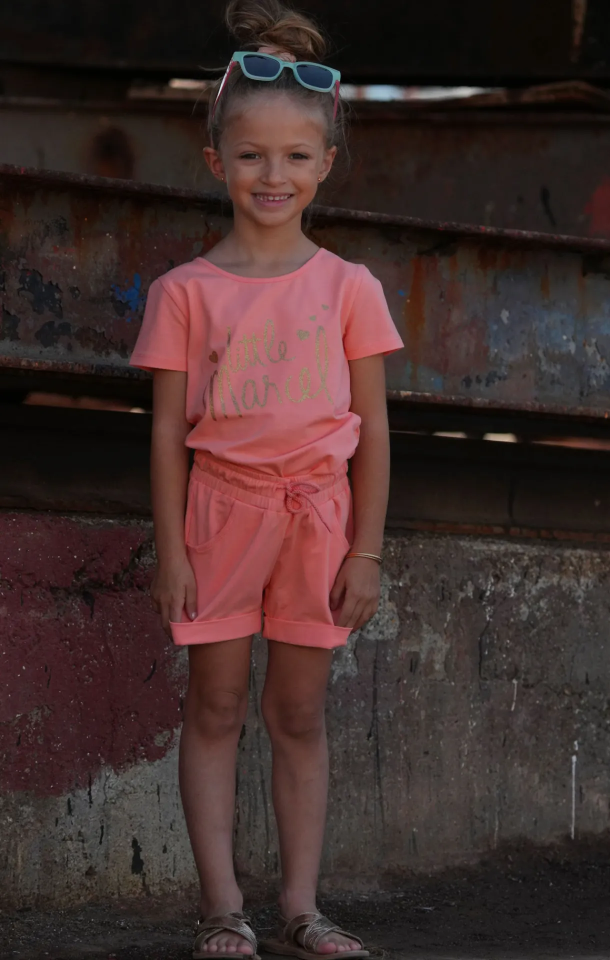 Enfant LITTLE MARCEL Tee-shirt Manches Coutes Enfant Fille TIHEART ROSE
