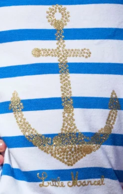 Enfant LITTLE MARCEL Tee-shirt Manches Coutes Enfant Fille TORCADI ANCHOR BLANC BLEU