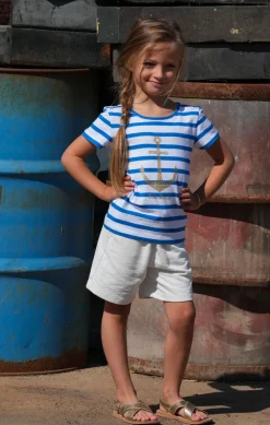Enfant LITTLE MARCEL Tee-shirt Manches Coutes Enfant Fille TORCADI ANCHOR BLANC BLEU