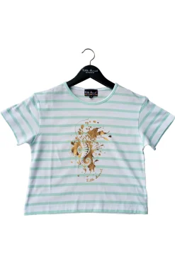Enfant LITTLE MARCEL T-Shirt mc Fille THEA BIS BLANC/VERT